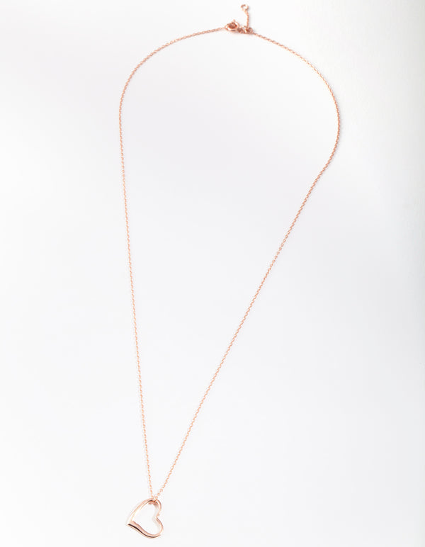 Rose Gold Plated Sterling Silver Open Heart Necklace