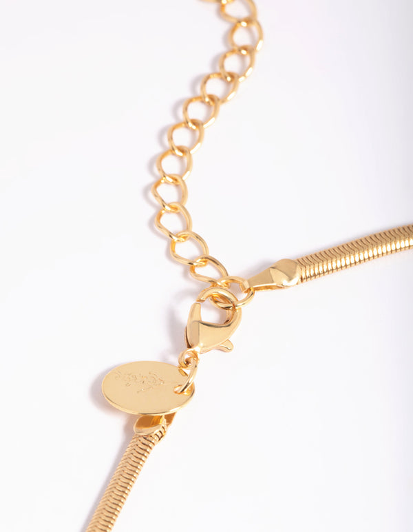 Gold Plated 35cm Flat Snake Necklace