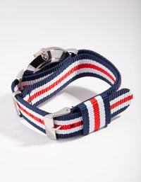 Rhodium Medium Stripe Fabric Watch - link has visual effect only