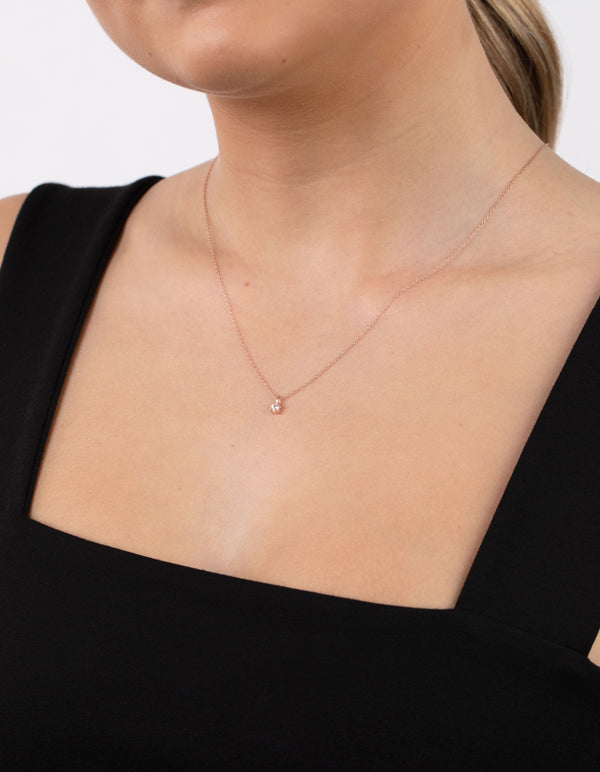 Rose Gold Plated Sterling Silver Cubic Zirconia Baby Carat Necklace