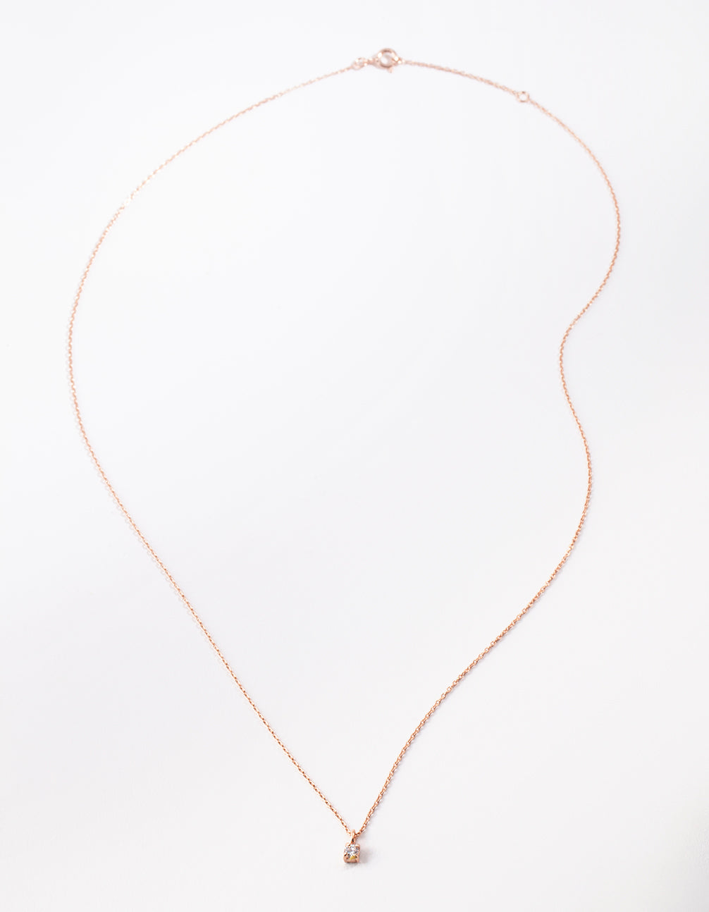 Rose Gold Plated Sterling Silver Cubic Zirconia Baby Carat Necklace