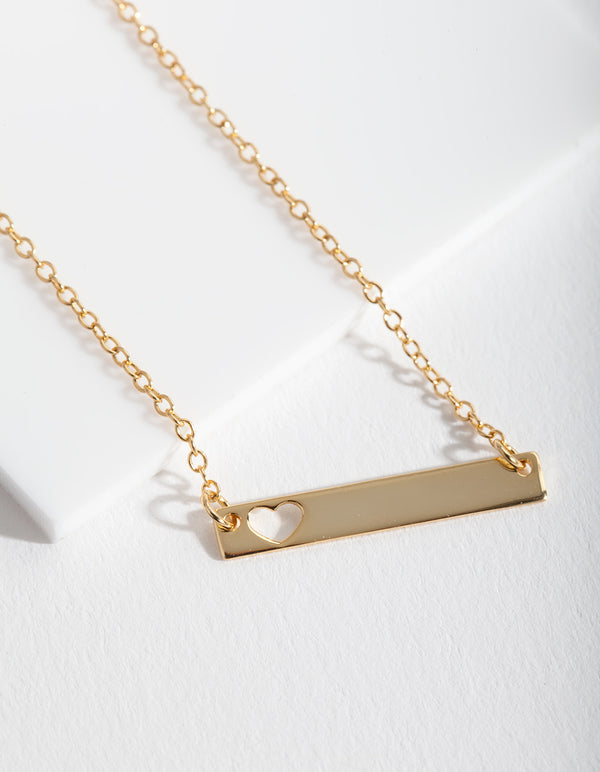 Gold Plated Sterling Silver Heart Cut-Out Necklace