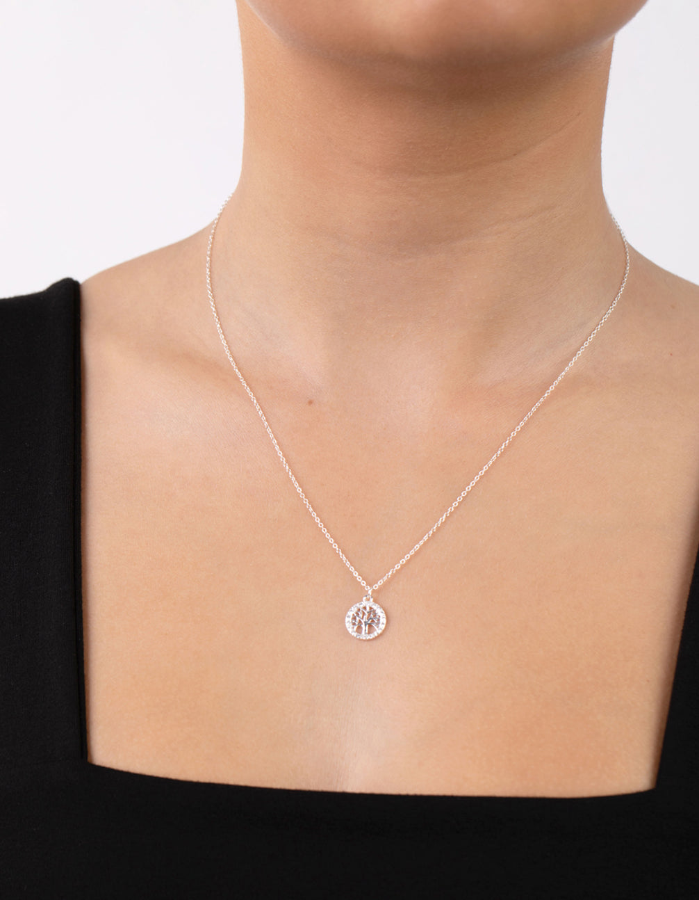 Sterling Silver Cubic Zirconia Tree Of Life Necklace