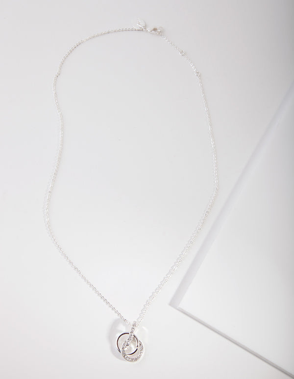 Silver Diamond Simulant Circle Necklace