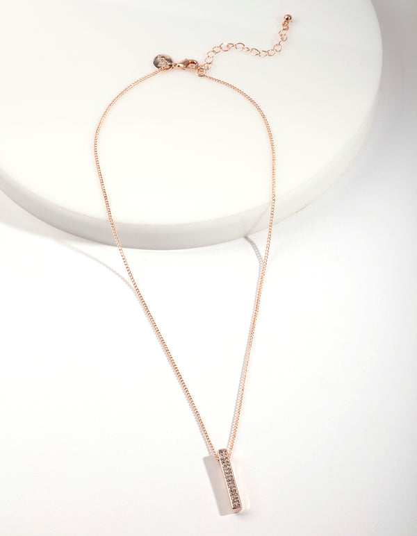 Rose Gold Geo Rectangle Necklace