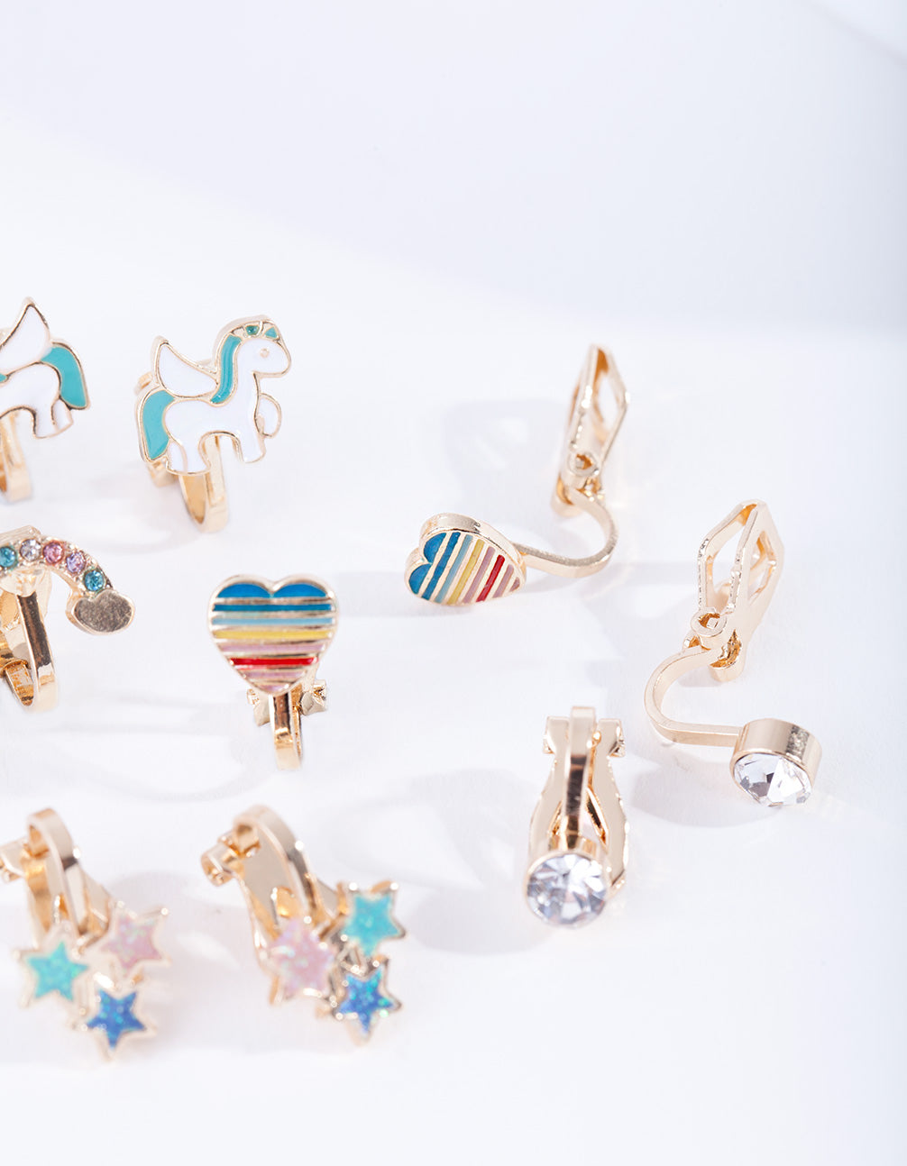 Kids Gold Rainbow Clip Earring 5-Pack