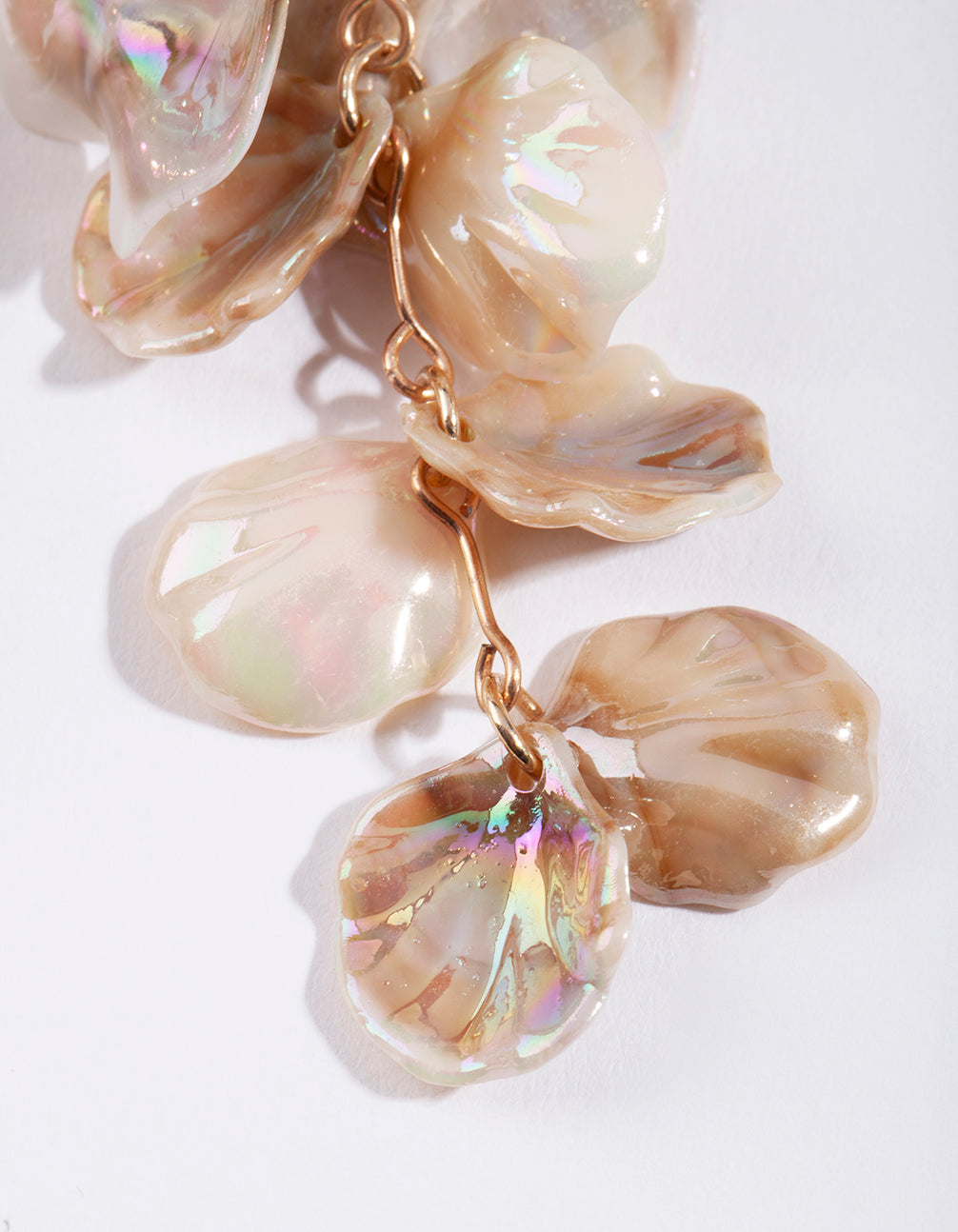 Gold Reflective Petal Drop Earrings