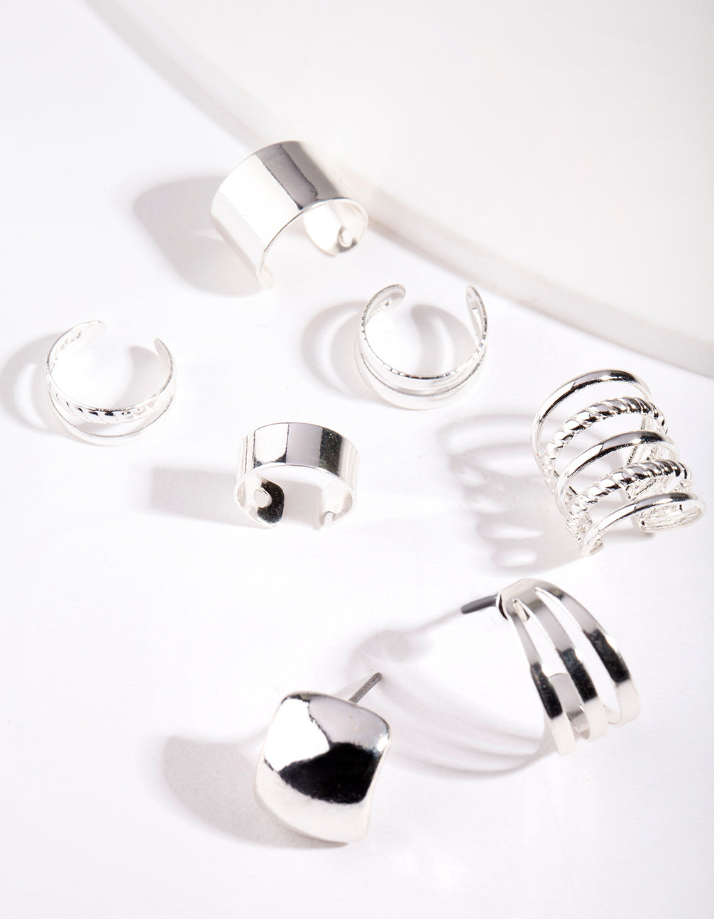 Silver Textured Ear Cuff Pack