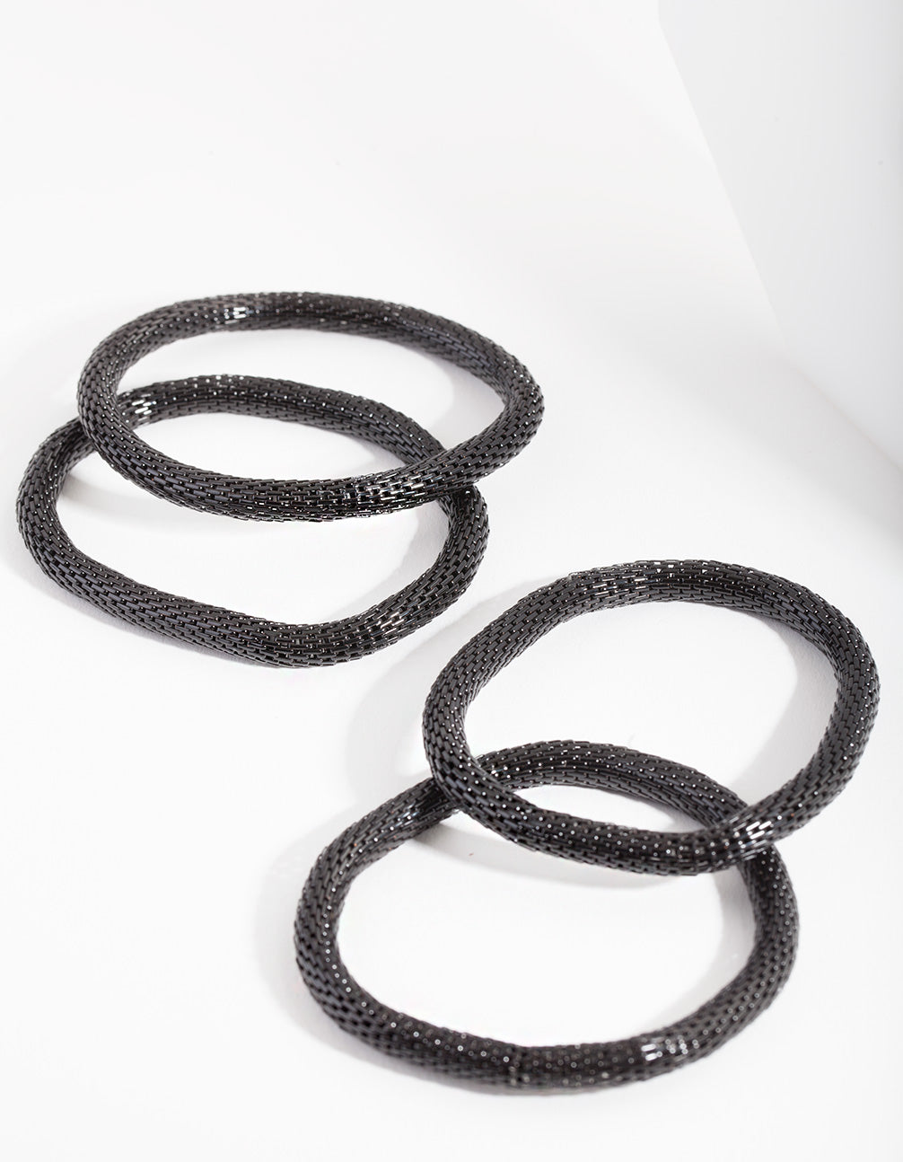 Black Stretch Mesh Bracelet 4-Pack