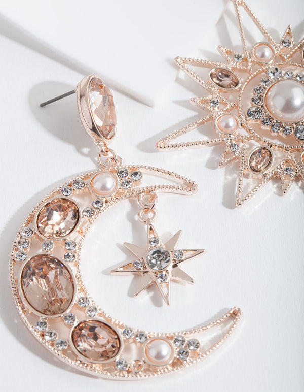 Rose Gold Statement Celestial Earrings