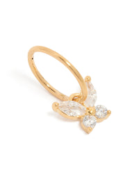 Gold Surgical Steel Cubic Zirconia Butterfly Clicker Earring - link has visual effect only