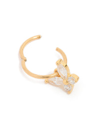 Gold Surgical Steel Cubic Zirconia Butterfly Clicker Earring - link has visual effect only