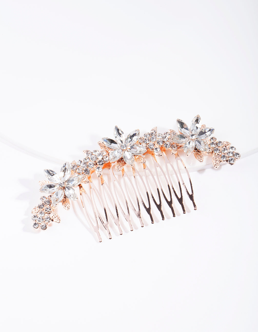 Rose Gold Diamante Flower Comb