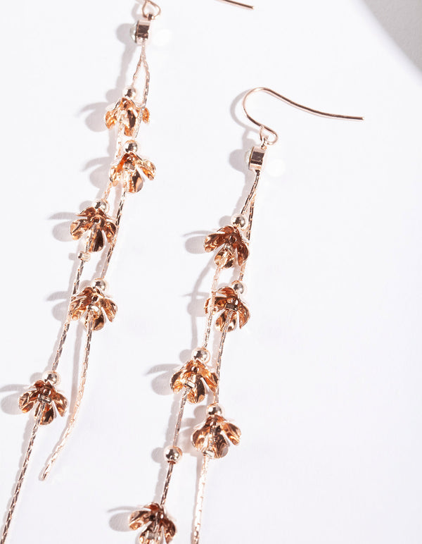 Rose Gold Mini Petal Drop Earrings
