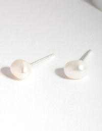 Sterling Siver Organic Freshwater Pearl Stud Earrings - link has visual effect only