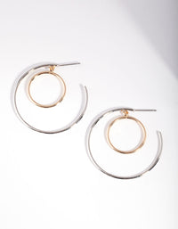 Mixed Metal Circle Hoop Earrings - link has visual effect only