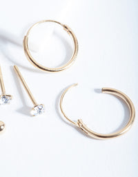 Gold Plated Sterling Silver Classic Earring Pack - link has visual effect only