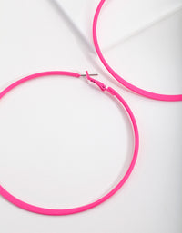 Neon Pink Flat Edge Hoop Earrings - link has visual effect only