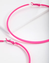 Neon Pink Flat Edge Hoop Earrings - link has visual effect only