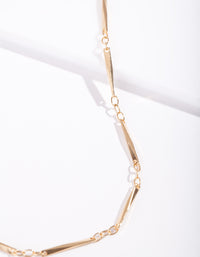 Gold Plated Long Rectangle Necklace - link has visual effect only