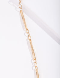 Gold Plated Long Rectangle Necklace - link has visual effect only