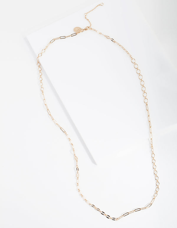 Gold Plated 65cm Fine Multi Link Necklace