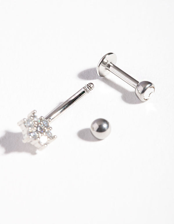 Surgical Steel Cubic Zirconia Cartilage Earring Pack