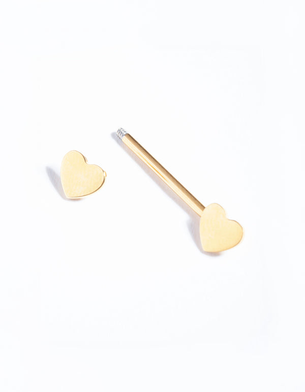 Gold Surgical Steel Heart Nipple Bar