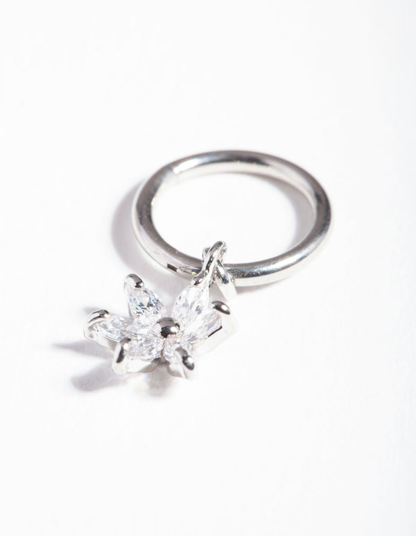 Surgical Steel Cubic Zirconia Flower Charm Clicker