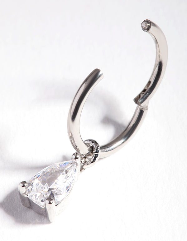 Surgical Steel Cubic Zirconia Droplet Ear Ring