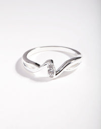 Sterling Silver Cubic Zirconia Pave Wave Ring - link has visual effect only