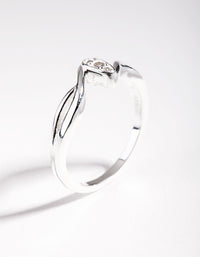 Sterling Silver Cubic Zirconia Pave Wave Ring - link has visual effect only