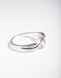 Sterling Silver Cubic Zirconia Pave Wave Ring - link has visual effect only