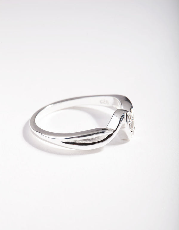 Sterling Silver Cubic Zirconia Pave Wave Ring