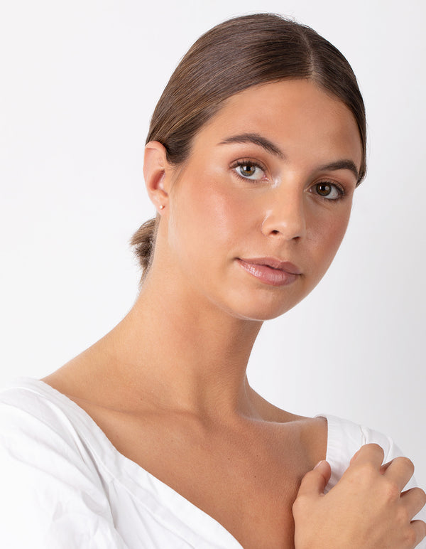 Gold Plated Sterling Silver Cubic Zirconia Heart Stud Hoop Earring Pack