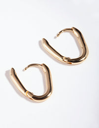 Gold Plated Sterling Silver Long Oval Huggie Earrings - link has visual effect only