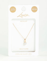 Gold Plated Sterling Silver Cubic Zirconia 1/2 Carat Bale Necklace - link has visual effect only