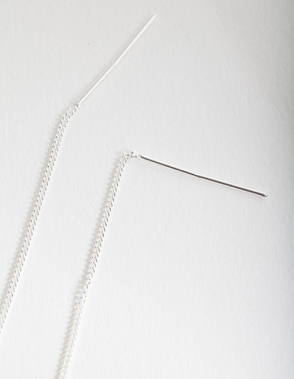 Sterling Silver Cubic Zirconia Thread-Through Earrings