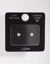 Sterling Silver Cubic Zirconia 1/4 Carat 4 Claw Stud Earrings - link has visual effect only