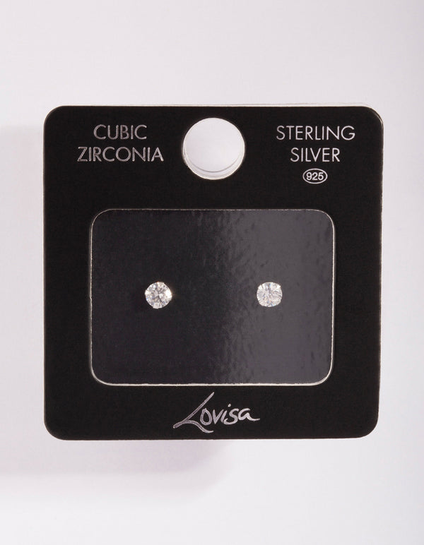 Sterling Silver Cubic Zirconia 1/4 Carat 4 Claw Stud Earrings