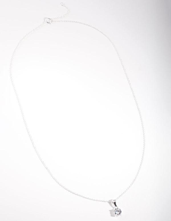 Sterling Silver Cubic Zirconia 1 Carat Bale Necklace
