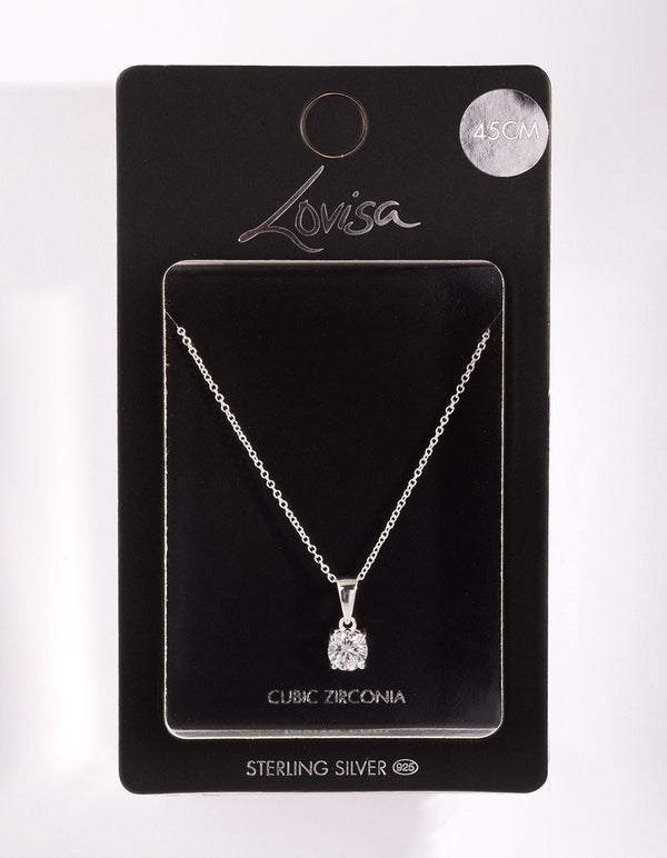 Sterling Silver Cubic Zirconia 1 Carat Bale Necklace