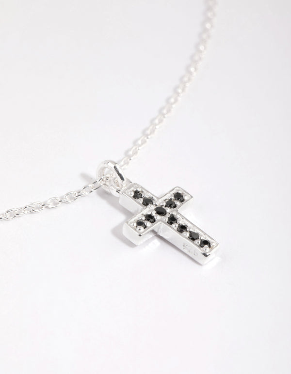 Sterling Silver Cubic Zirconia Pave Cross Necklace