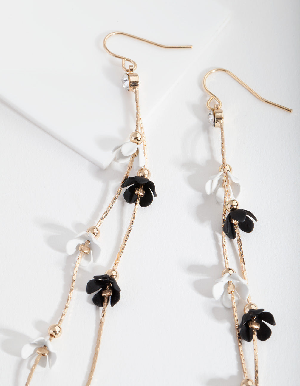 Black & White Flower Drop Earrings