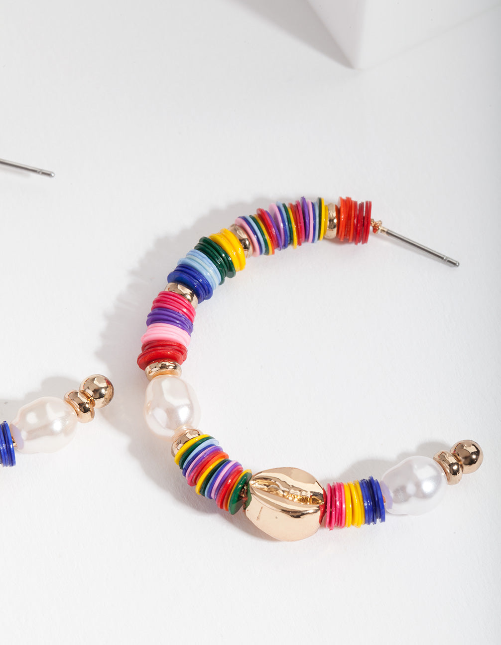 Gold Multicoloured Bead Hoop Earrings