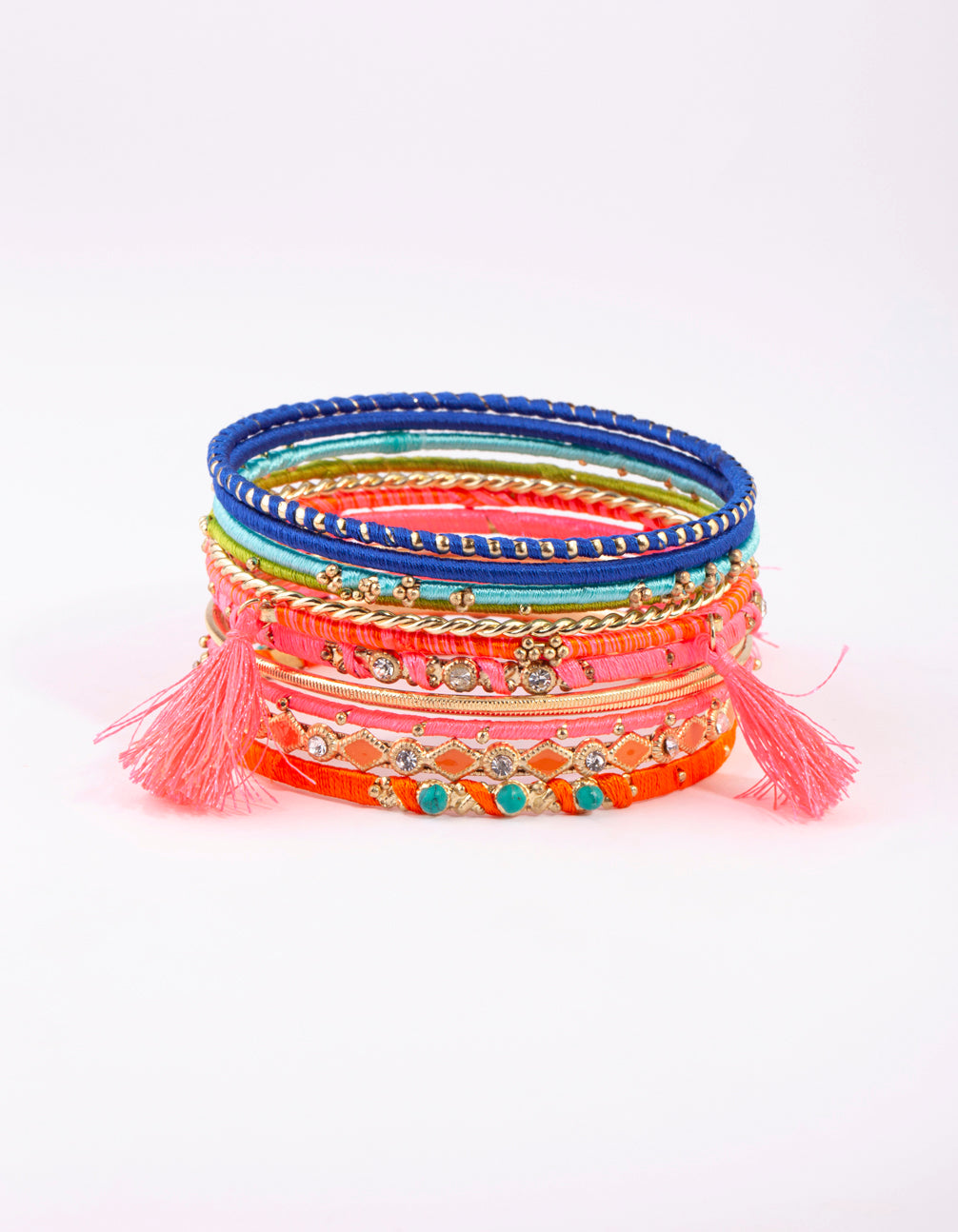 Gold Bright Tassel Bangle Pack
