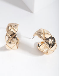 Gold Chubby Quilted Hoop Earrings - link has visual effect only