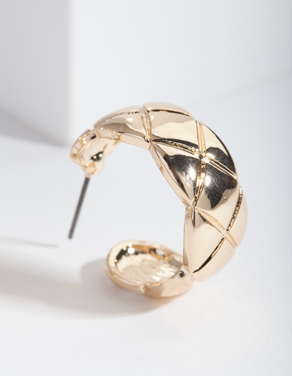 Gold Chubby Quilted Hoop Earrings