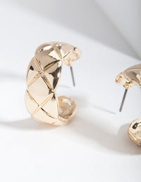 Gold Chubby Quilted Hoop Earrings - link has visual effect only