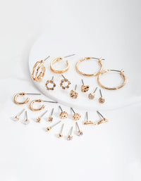 Gold Flower Leaf Earring 12-Pack - link has visual effect only